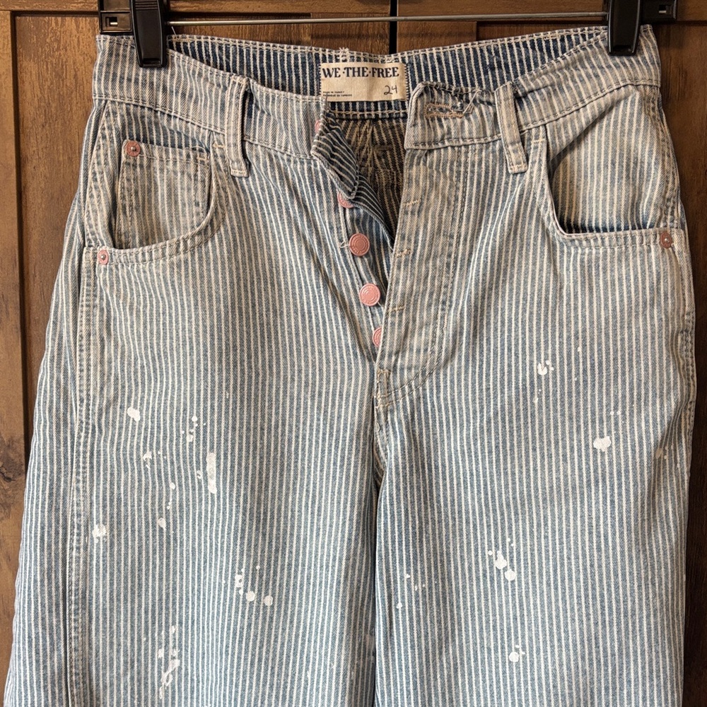We The Free Striped Denim Barrel Jeans